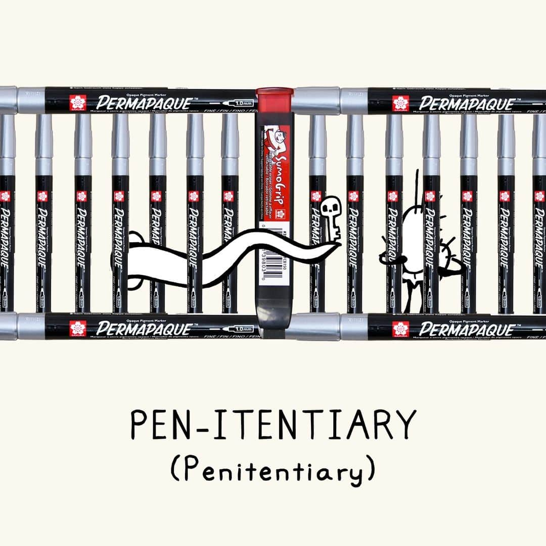 Sakura of America（サクラクレパス）さんのインスタグラム写真 - (Sakura of America（サクラクレパス）Instagram)「#cboctober23 Day 27: Pen-itentiary.  Uh oh! Some of the Pals have gotten themselves in trouble and have landed in the pen-itentiary. Fortunately, Cousin Vine-y has found the key! But, be careful out there, Sakura Friends. The worst pen crimes will get you caught, like leaving your caps off for too long or pressing nibs to paper too hard.   - CB (Cherry Blossom)」10月28日 3時13分 - sakuraofamerica