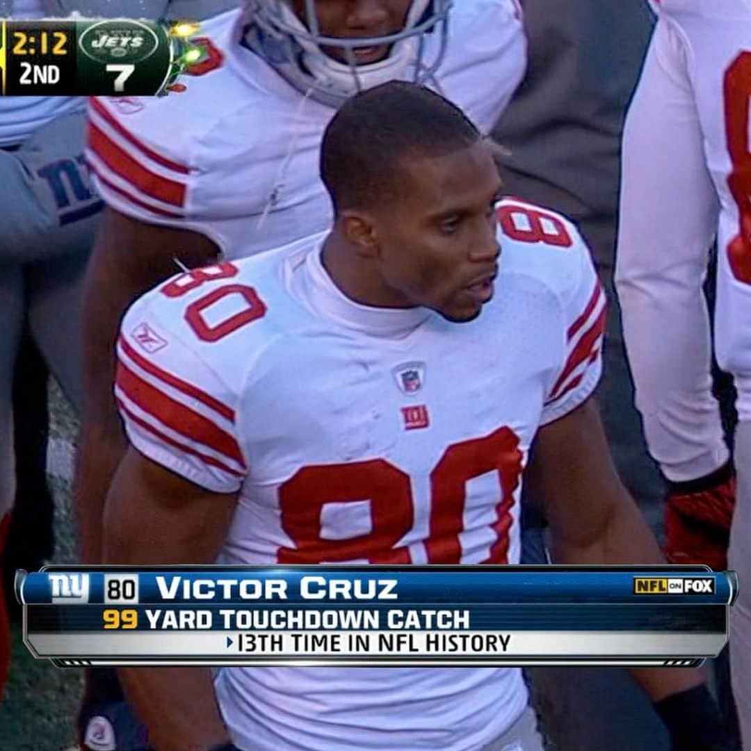 NFLのインスタグラム：「Remember when Victor Cruz housed this 99-yard touchdown in the battle of New York? 🕺  📺: #NYJvsNYG — Sunday 1pm ET on CBS 📱: Stream on #NFLPlus」