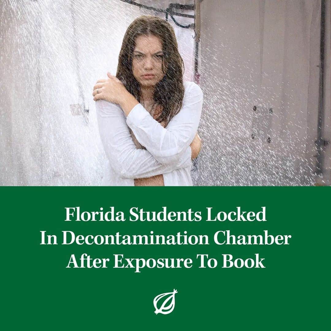 ジ・オニオンさんのインスタグラム写真 - (ジ・オニオンInstagram)「NAPLES, FL—Warning that the dangerous contaminant could have easily killed someone if the proper precautions had not been taken, students at a Florida high school were reportedly locked in a decontamination chamber Friday after exposure to a book. “On Friday morning at approximately 8:02 a.m., one of our teachers discovered that a student had come into contact with a 200-page piece of literature and immediately reported it to local authorities,” said school Principal Janice Felter, adding that the student and several of their classmates were immediately placed into straight jackets, tied to gurneys, and sealed in decontamination chambers where they would remain until any acquired knowledge had finally left their bodies.⁠ ⁠ ⁠ Visit link in bio for full story.」10月28日 4時30分 - theonion