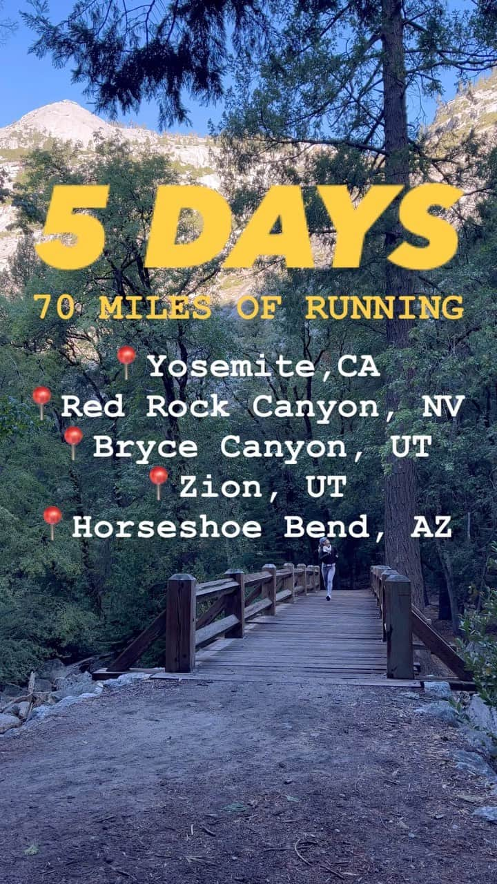 モーガン・キングのインスタグラム：「What’s next?  #tpl #trailrunning #nationalparks #adventure #vacationraces  #fitspo #wanderproject #zion #brycecanyon #horseshoebend #yosemite」