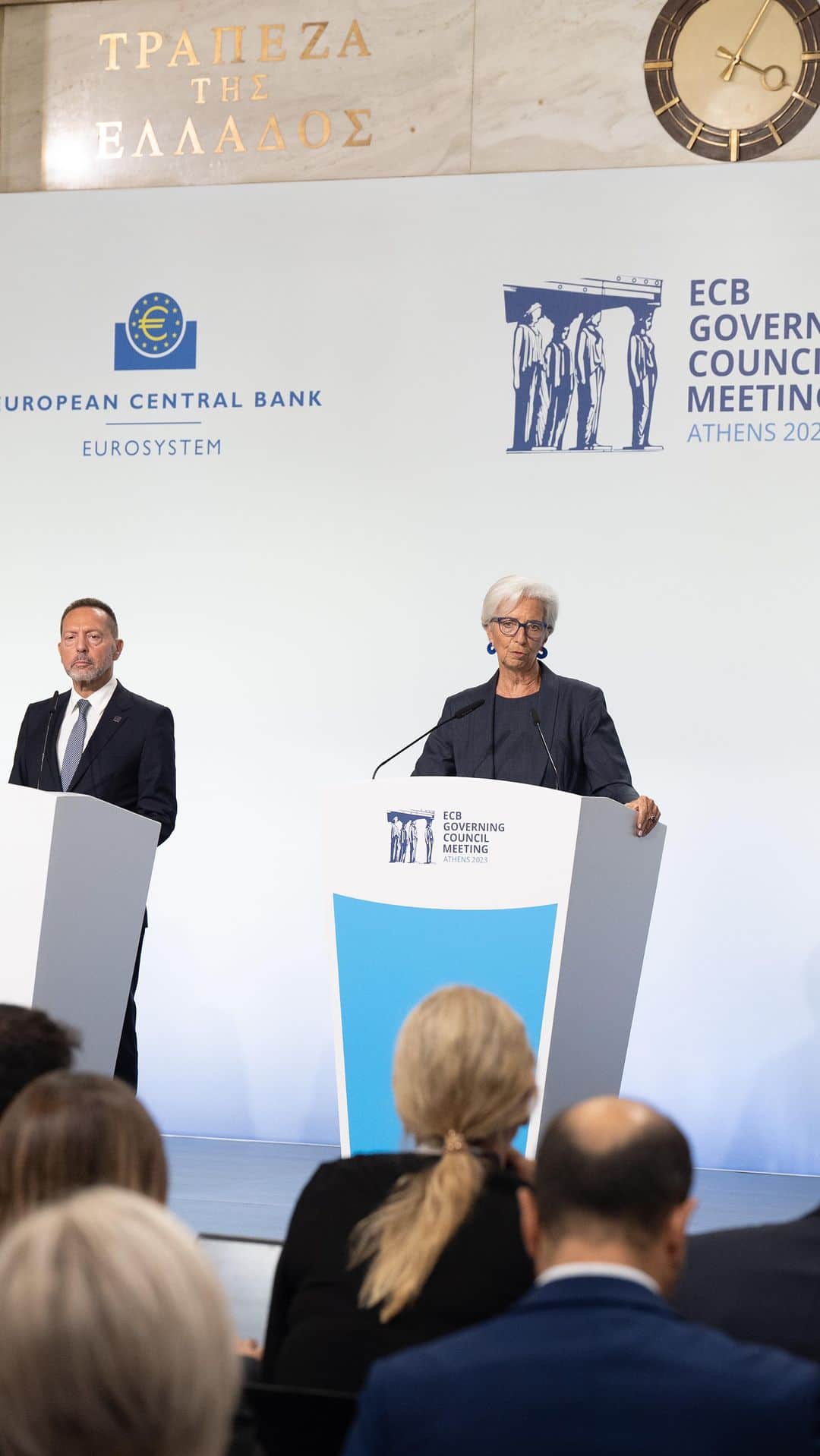 クリスティーヌ・ラガルドのインスタグラム：「Earlier this week, the ECB Governing Council met in Athens.  I want to thank Governor Yannis Stournaras and all colleagues at the Bank of Greece for their kind hospitality.」