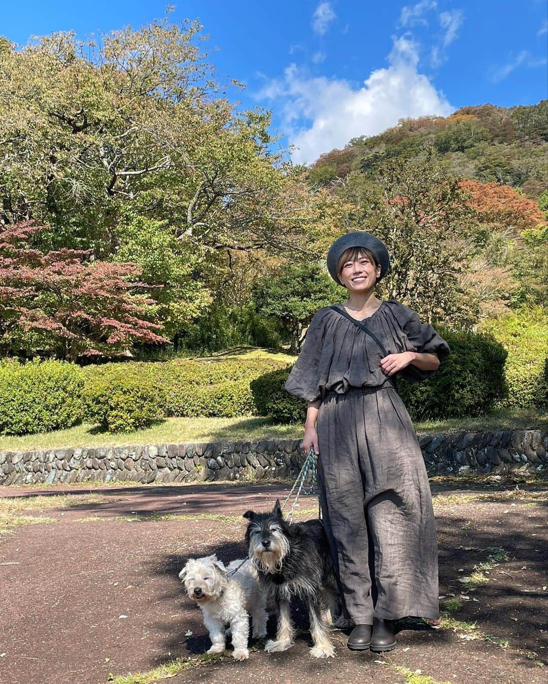のインスタグラム：「🌈🌈🌈  眩しい ふたりと ご機嫌な わたし  #20231028 #kaicoの好日 #いぬとわたし #犬とわたし #元保護犬 #保護犬を家族に #いつも一緒が幸せ #紅葉 #秋最高」