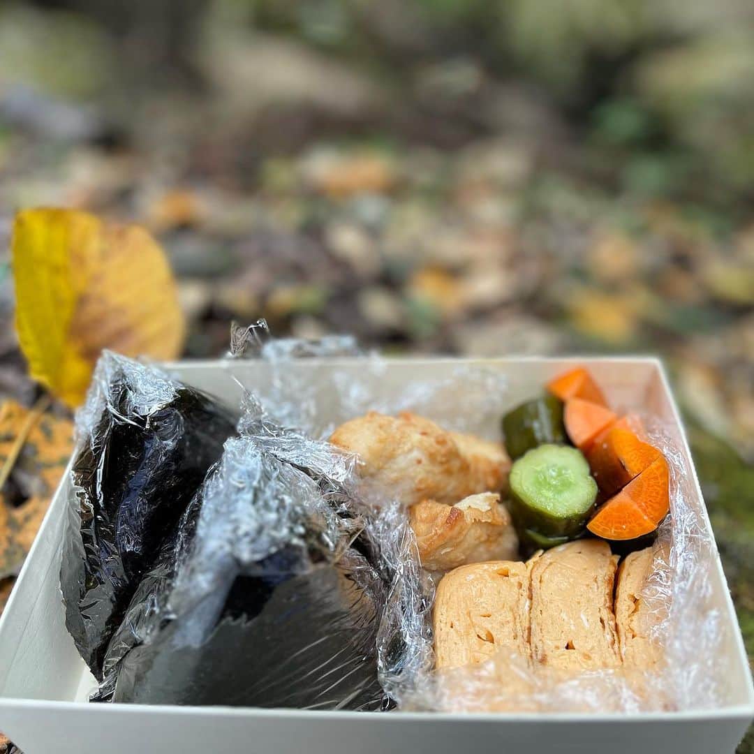 のインスタグラム：「久しぶりにお弁当作りました🍙 鶏肉は買ったものですが… 水なすの糠漬けの糠、まだ生きてます（笑）  やっぱり自然の中で食べると美味しさが何倍にもなりますね〜😋  #お弁当 #登山 ？ #馬場典子 #ばばちゃんネル」