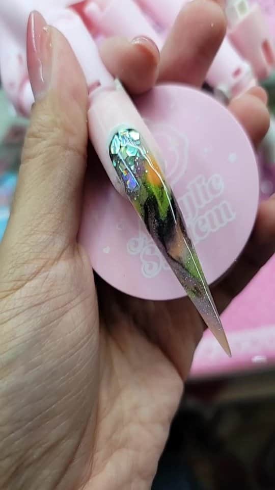 Max Estradaのインスタグラム：「Enailcouture.com new Neon Disco flash arcylic powders,  Neon glow in the dark with flash reflective diamond glitter! Enailcouture.com new black label 123go nails,  the next level full coverage pre made gel nails,  15 sizes from 00 to 13. Thin cuticle area and thicker tip for the perfect look and pre etched so no extra steps ! Made in the usa #nailsnailsnails #nails #nailsdesign #nailart #nails #nailsart #fyp」