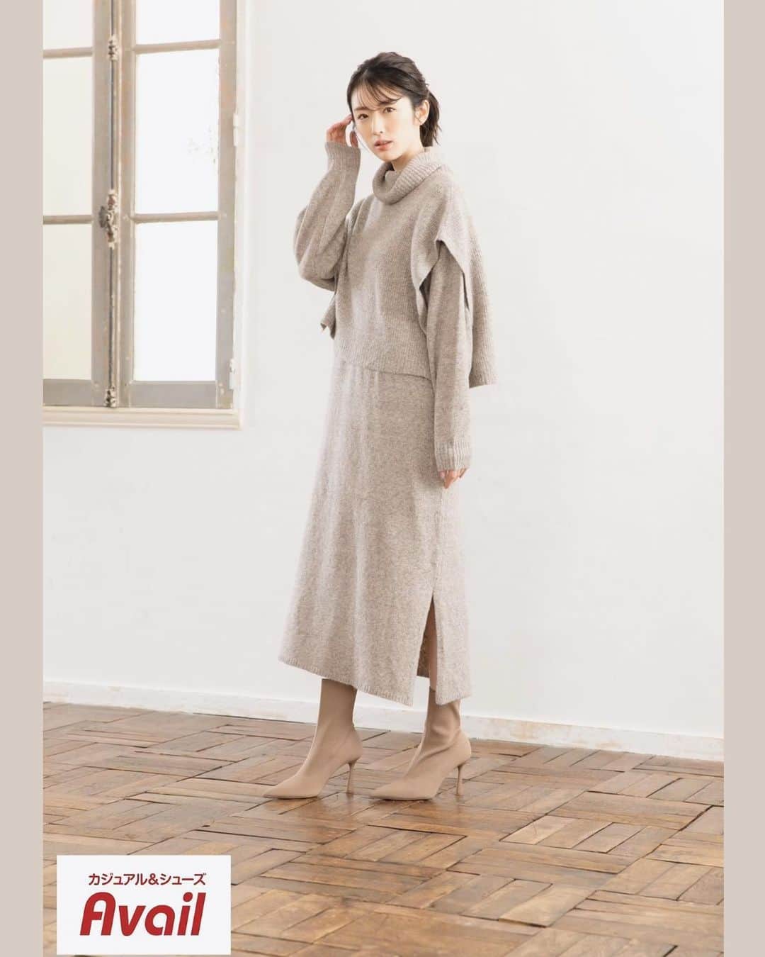 樋口柚子のインスタグラム：「Avail広告🍎 ニットワンピース可愛かった☺️ #avail  #アベイル #今を着る #pr」