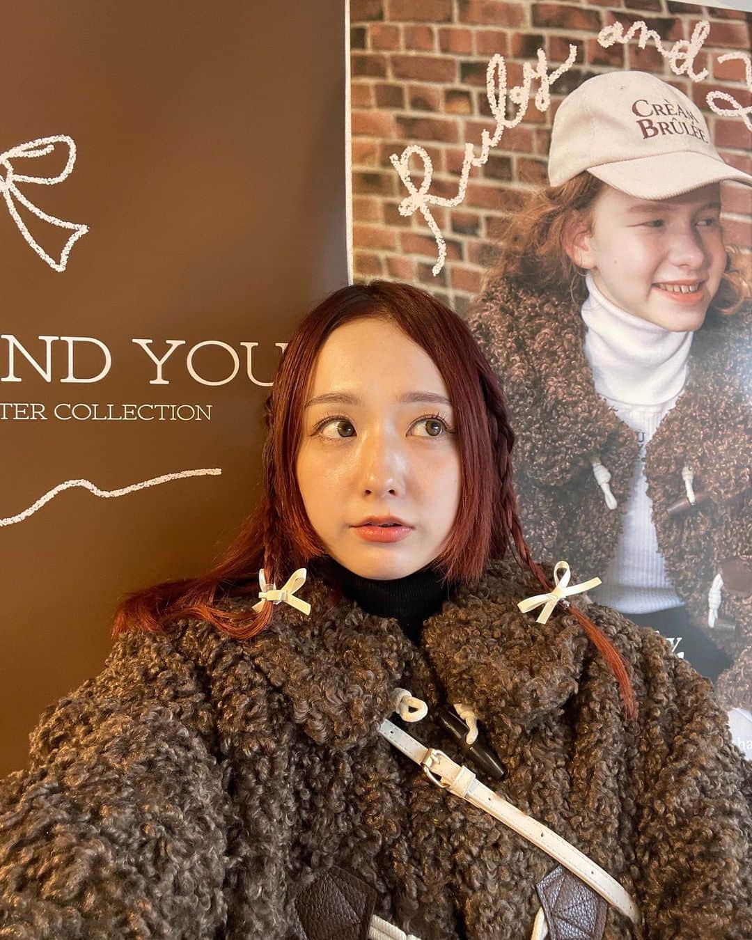 のインスタグラム：「ʀᴜʙʏ ᴀɴᴅ ʏᴏᴜ ᴘᴏᴘ ᴜᴘ sʜᴏᴘ ɪɴ ᴛᴏᴋʏᴏ ᴅᴀʏ 1 🤎⋆౨ৎ˚⟡.•  ••ᴏᴜᴛғɪᴛ•• ファーライクトグルジャケット/ BROWN タートルネックパフセーター/ BLACK エンブロイダリーチュールスカート/ IVORY ハートショルダーポシェット/ IVORY  @ruby_and_you  #rubyandyou」
