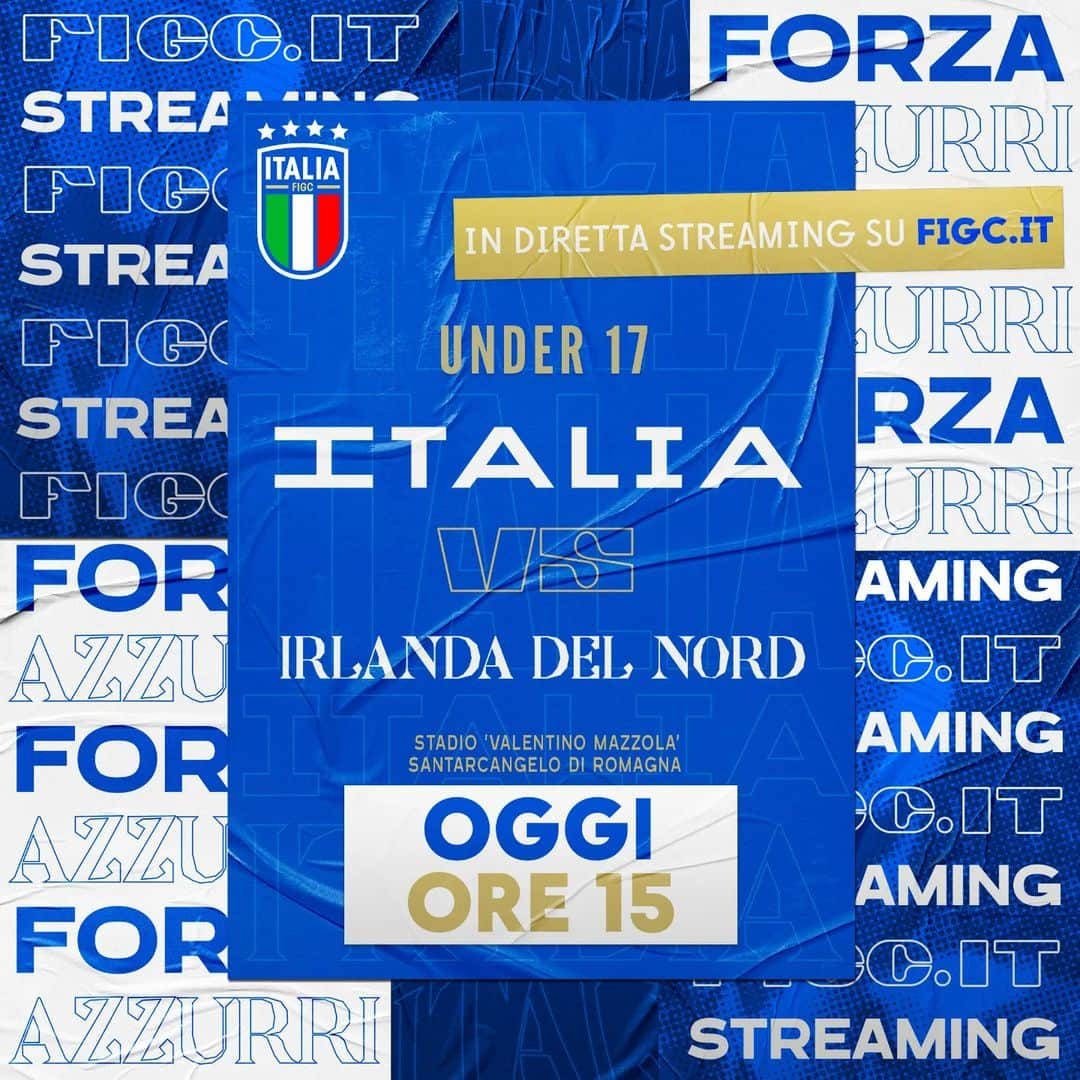 サッカーイタリア代表さんのインスタグラム写真 - (サッカーイタリア代表Instagram)「#Under17 🇮🇹 #Italia 🆚 #IrlandaDelNord   ⏱️ Oggi, ore 15 🏟️ Santarcangelo di Romagna ⚽️ Qualificazioni #U17Euro   📺 In diretta streaming su 👉🏻 𝘄𝘄𝘄.𝗳𝗶𝗴𝗰.𝗶𝘁 e sul canale 𝗬𝗼𝘂𝗧𝘂𝗯𝗲 delle Nazionali di Calcio  #Azzurrini #VivoAzzurro」10月28日 15時44分 - azzurri