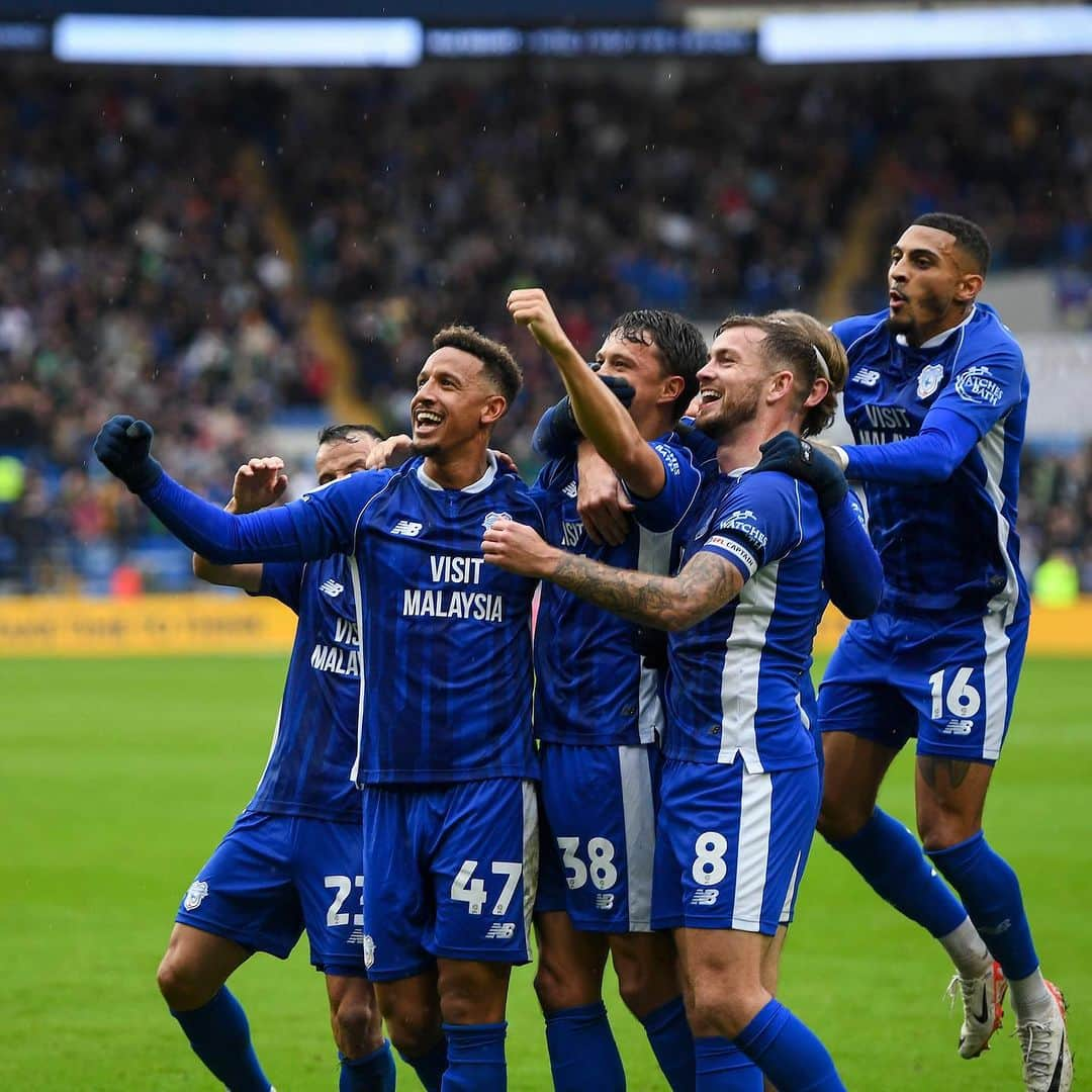 カラム・ロビンソンのインスタグラム：「Enjoyable Saturday afternoon getting the W on derby day 😁💙 #CardiffCity」