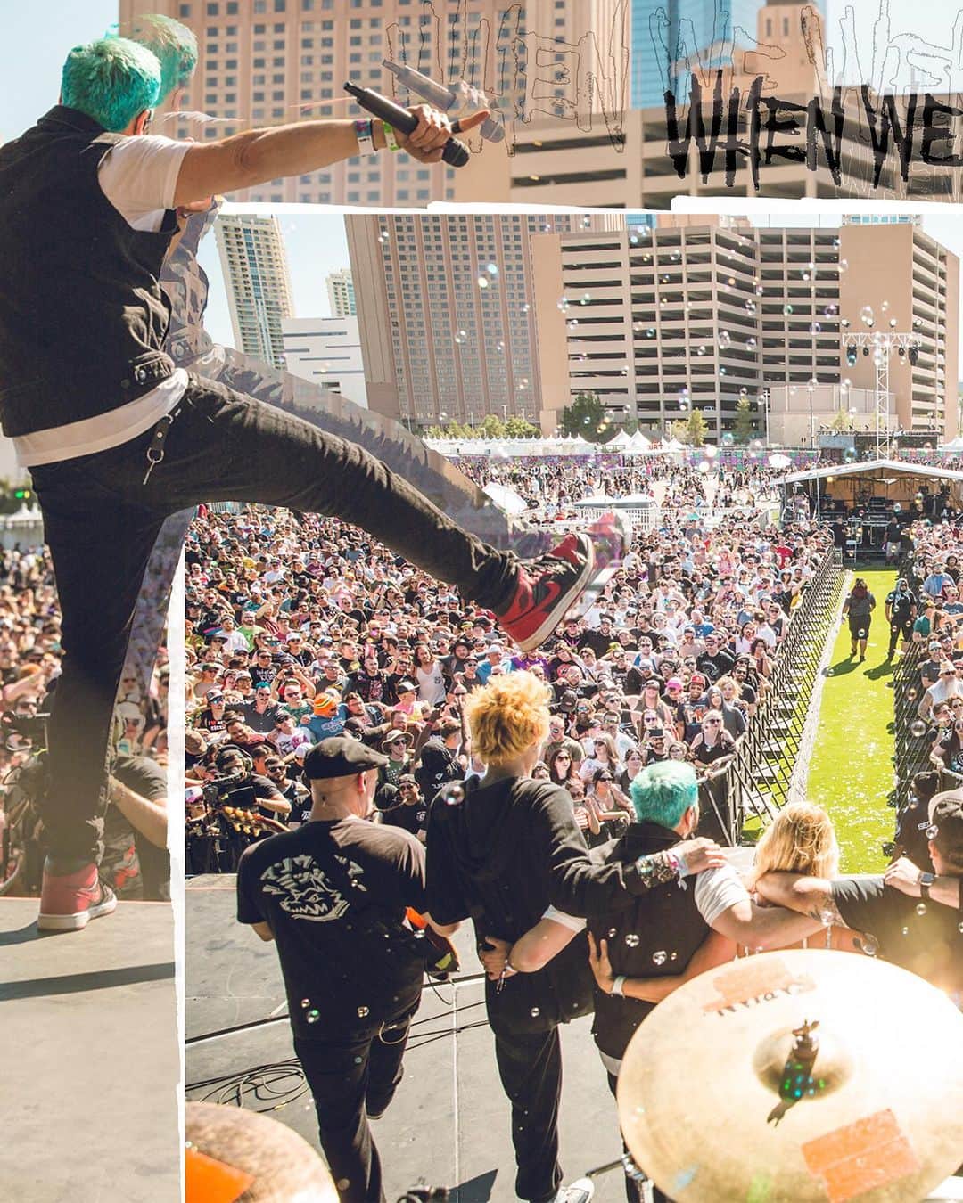 Zebraheadのインスタグラム：「Thanks again to EVERYONE who came out so freaking early to When We Were Young Festival.  We really really felt the love!! Here is a celebration collage.  Yeah!!!  Photos by @kevinbaldes  Collage by @suzimue」