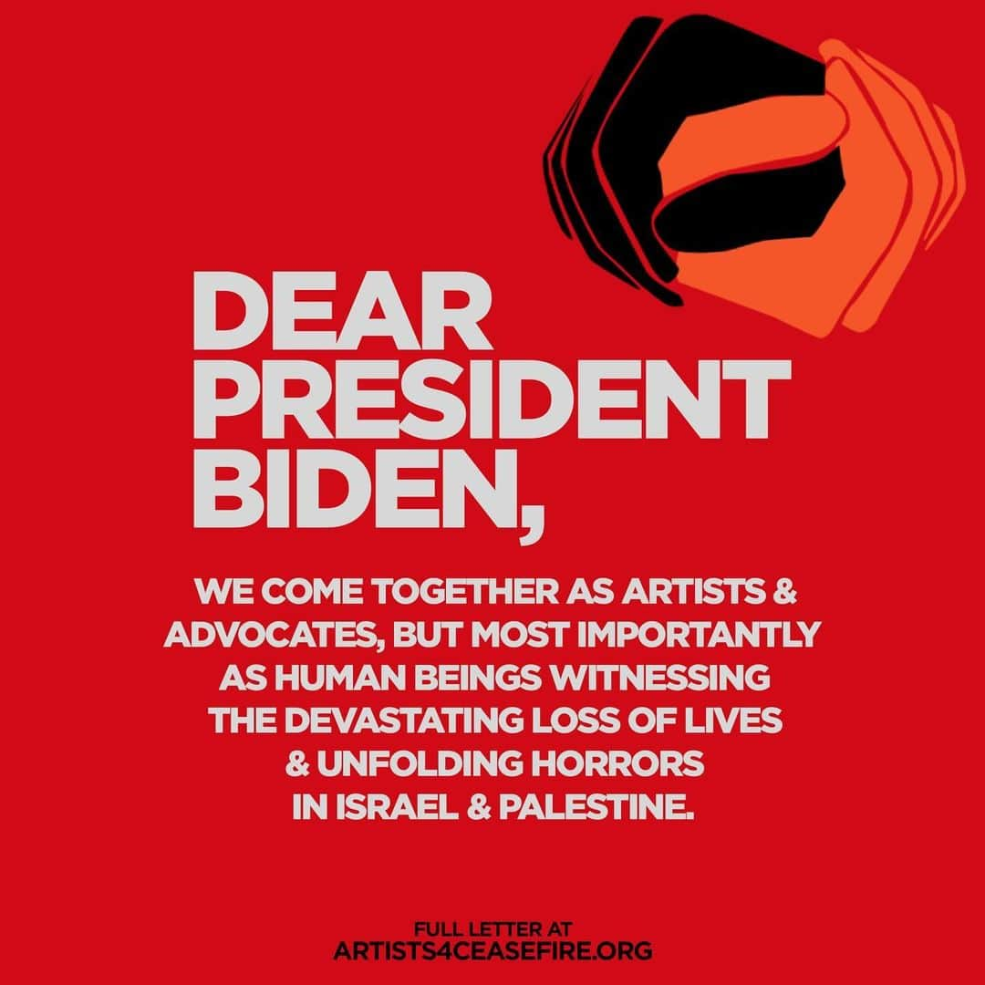 アダム・ランバートのインスタグラム：「Proud to sign my name on this letter to @potus demanding that Congress and other world leaders call for an immediate de-escalation and ceasefire in Gaza and Israel before another life is lost.  We must facilitate a ceasefire without delay – an end to the bombing of Gaza, the safe release of all hostages, and adequate access for humanitarian aid to reach the people that desperately need it.   Read our full letter at the link in my bio.」