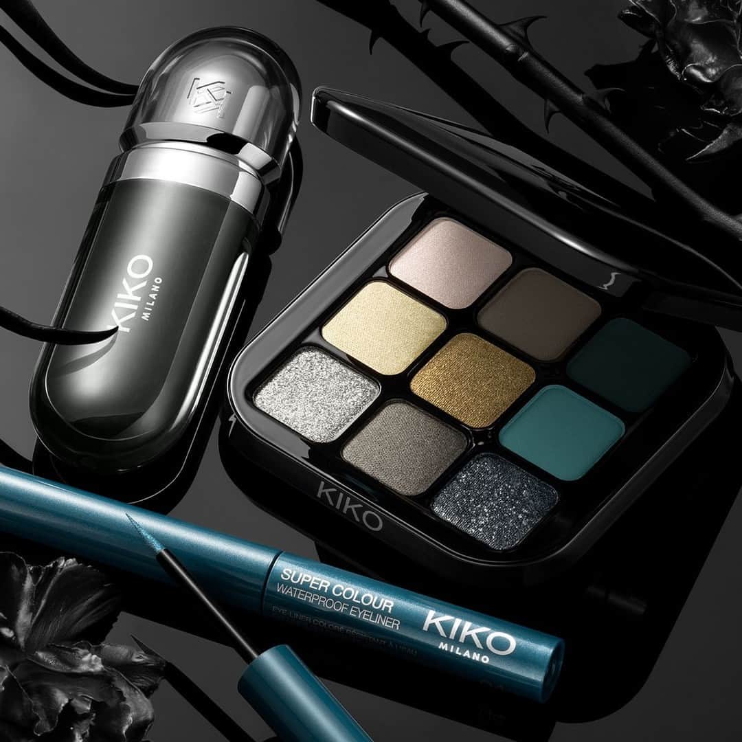 KIKO MILANOのインスタグラム：「Dive into the spookiest season with #KIKOMilano! What #makeuplook will you rock this Halloween? 🦇🎃 Get inspired and show us your scariest looks using #KIKOHalloween! ⁣ ⁣ New Glamour Multi Finish Eyeshadow Palette 06 - New Super Colour Waterproof Eyeliner 04 - Instant Colour Matte Liquid Lip Colour 15⁣」