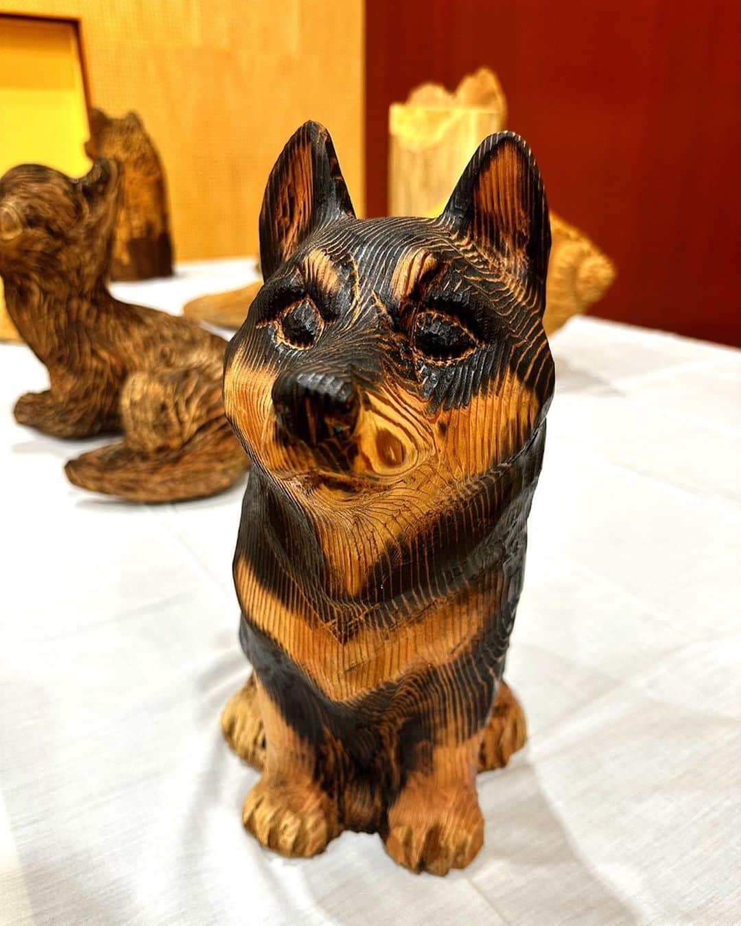 木山裕策さんのインスタグラム写真 - (木山裕策Instagram)「今日は講演会のため愛知県東栄町にうかがいました。  ちょうど東栄町文化祭が行われており、隣の体育館では作品展が開催されていたので中に入ってみると、可愛い柴犬の彫刻が‼️  これ、チェーンソーアートと言ってチェーンソーで製作されたものなんですよ😳。東栄町はチェンソーアートが日本で広まる発端となった場所なんです🪚。この柴ちゃん、カントに見せたらどんな顔するだろうなあ😁。」10月28日 18時39分 - kiyamayusaku