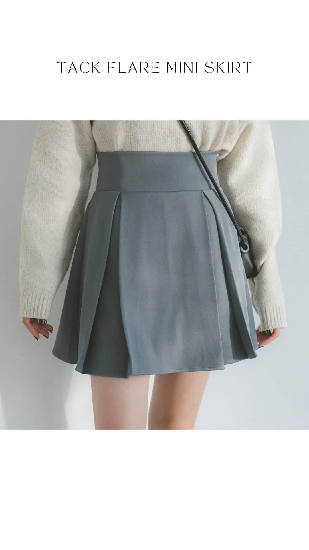 Vannie Officialのインスタグラム：「tack flare mini skirt black / gray ¥4,290(tax in) #vannie_u #ヴァニーユー」