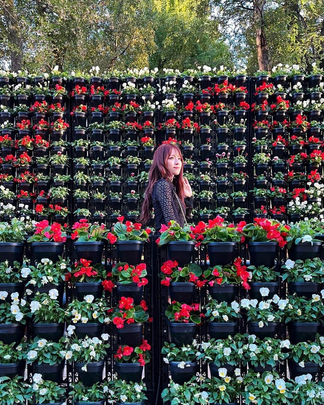 黒坂優香子のインスタグラム：「🗼💐  都立芝公園で開催中の 「花と光のムーブメント」 芝公園×150th anniversaryに行ってきたよ♡ @tokyo_parks   可愛いフラワーキャンバスやハロウィン期間限定のおばけカボチャ🎃、 東京タワーが映る水鏡も！！ 色々なフォトスポットがあって可愛かったなぁ🫶🏻  ハロウィンの装飾や水鏡は10月31日までなのでぜひ♡  東京タワーがどどーんと綺麗に見える芝公園🗼✨ 陽が沈む前も、日没後のライトアップの景色もどっちも綺麗で素敵だった✨  夕方頃に行ってお花達と写真を撮って、お茶をしながらまったりして17時半のライトアップを見るのが私的におすすめ♡ 夕暮れ時もすごく綺麗だったんだ♡ （ライトアップは17：30～21：00だよ！）  家族連れの方や、わんちゃんと一緒に来てる方も多くてとっても癒された🫶🏻  11月5日までは府中の森公園でも開催しているみたい✨  芝公園は11月19日まで開催してるのでぜひ♡  #pr #花と光のムーブメント #芝公園 #ライトアップ　#イルミネーション #フォトスポット #東京タワー #東京 #tokyo」