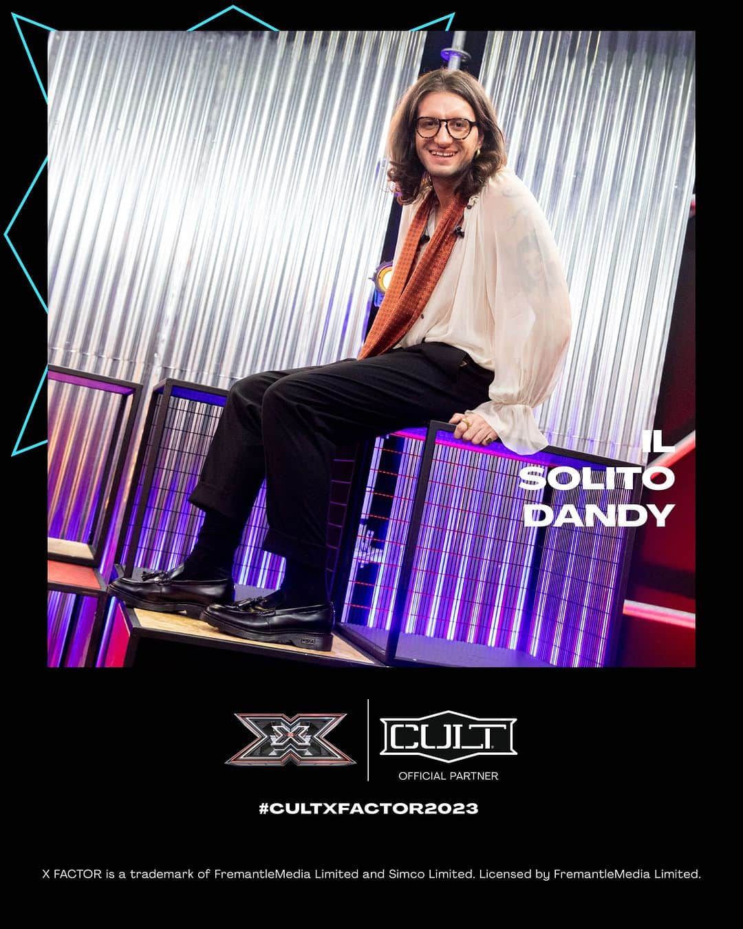 のインスタグラム：「@ilsolitodandy con indosso il mocassino in pelle con nappine Ozzy 3717 ha esordito al primo Live Show di X FACTOR 2023 con “La canzone dei vecchi amanti” di Franco Battiato.  @ilsolitodani wearing the leather moccasin with tassels Ozzy 3717 made his debut at the first Live Show of X FACTOR 2023 with "La canzone dei vecchi amanti" by Franco Battiato.   @xfactoritalia #XF2023 #CULTXFACTOR2023 #cultofficial1987」