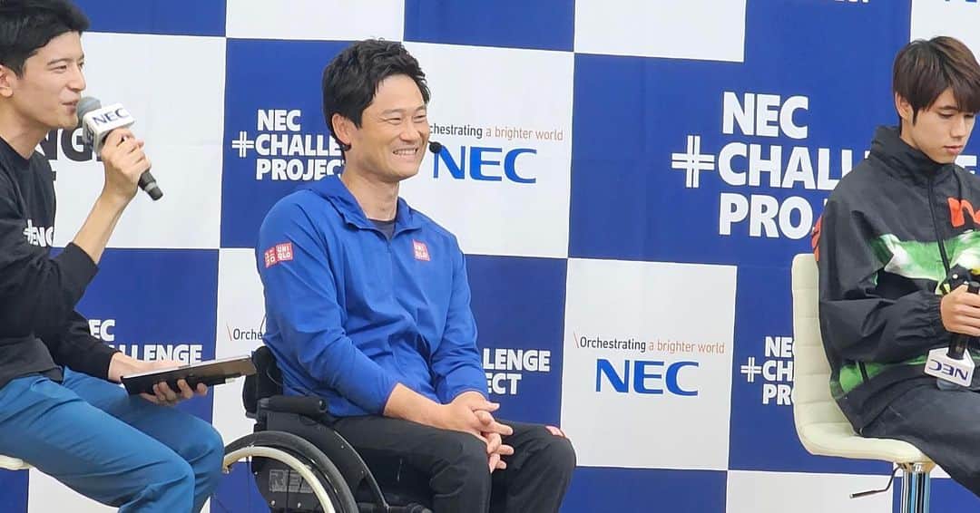国枝慎吾さんのインスタグラム写真 - (国枝慎吾Instagram)「『NEC +CHALLENGE PROJECT 』 東京2020金メダリストの堀米選手と御一緒しました！参加者の方々ともテニス体験やトークショーで触れ合えて楽しいイベントになりました👍 スケートボード場に初めて入ったら、血が騒いでチャレンジしてきました😂 #nec #堀米雄斗 #necプラスチャレンジプロジェクト #スケートボード  @nec_corp」10月28日 21時02分 - shingokunieda