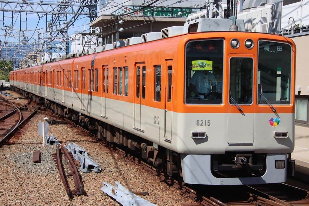 徳永ゆうきのインスタグラム：「. . ええ天気の中 8000系が行く！！ . -2023.10.02- . #鉄道写真 #撮り鉄 #鉄道好き #阪神電鉄 #阪神電車 #尼崎駅 #8000系 #特急 #梅田行き」