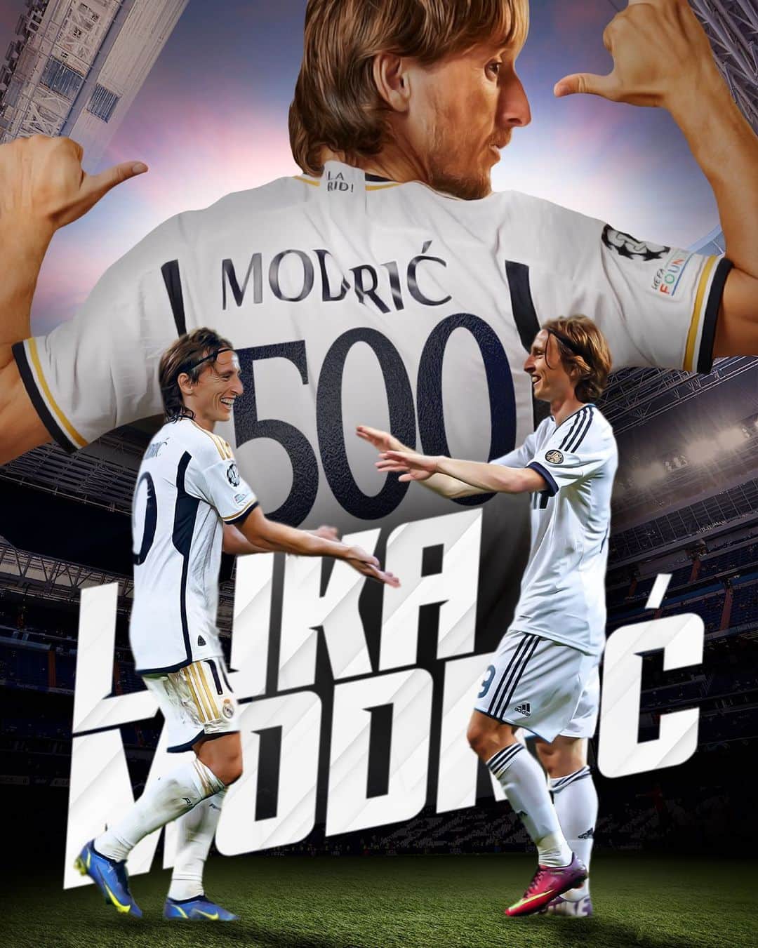 ルカ・モドリッチのインスタグラム：「🤍 5️⃣0️⃣0️⃣ 🤍 🤯 @LukaModric10: 500 matches for @RealMadrid! 👏 ¡Luka cumple su partido 500 con la camiseta blanca! #RealFootball」