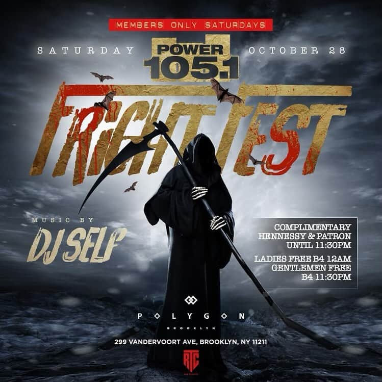 DJ Selfのインスタグラム：「TRISTATE               FRIGHTFEST Indoor/outdoor rooftop edition      OCTOBER 28 Saturday         HALLOWEEN WEEKEND Official power house after party                    105.1   EVERYONE FREE W RSVP              299 Vandervoort                Brooklyn ny               Williamsburg   For info : dm prettyrunthecity  Prettyrunthecity@gmail.com  #prettyrunthecity #runthecitynycmarketingroup #halloween #powerhouse2023  #dance #saturdaynight #drinks」