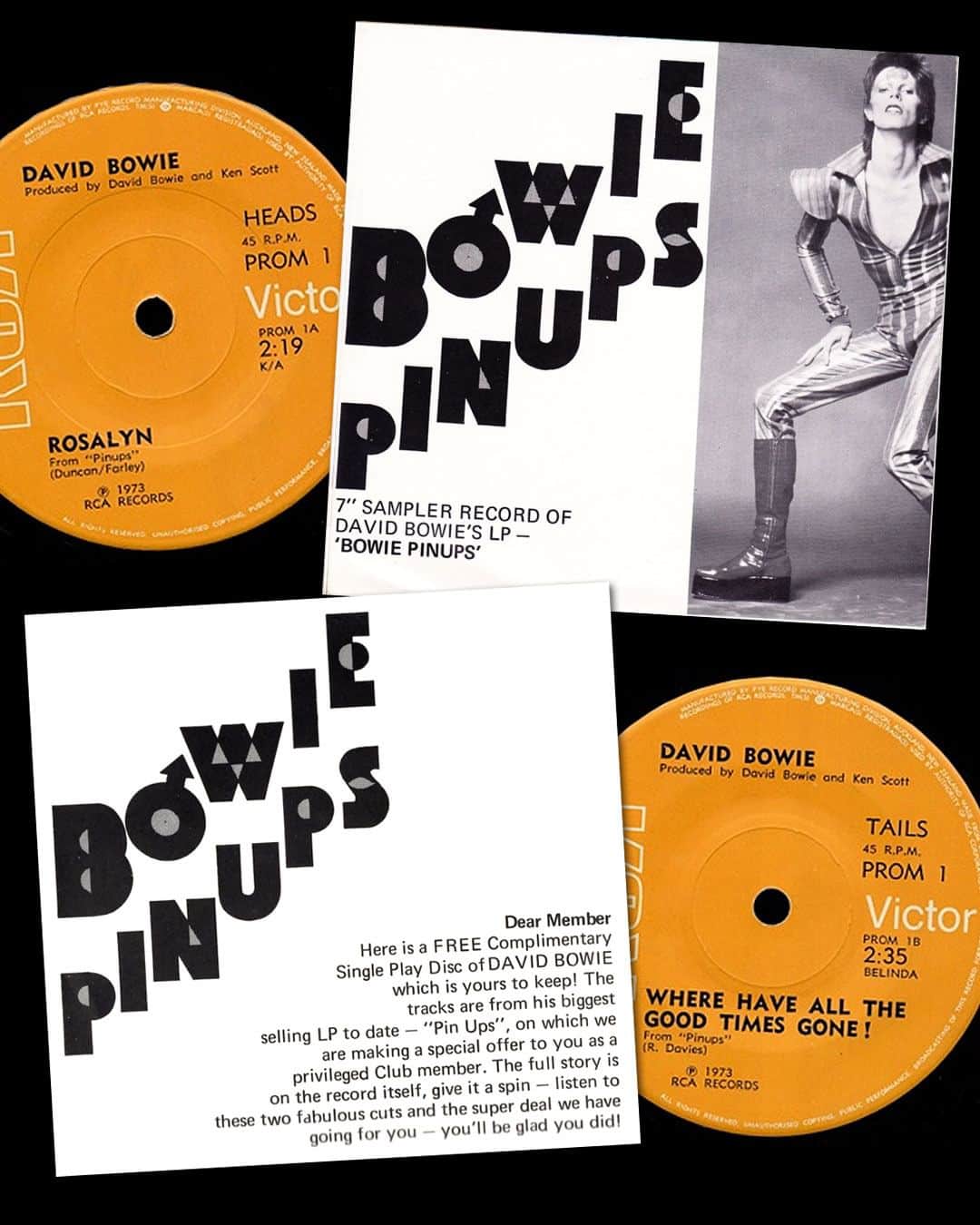 デヴィッド・ボウイさんのインスタグラム写真 - (デヴィッド・ボウイInstagram)「THE DAVID BOWIE PIN UPS RADIO SHOW  “And me I’m on a radio show...”  To mark the 40th anniversary of David Bowie’s Pin Ups, the Pin Ups Radio Show was launched on Spotify ten years ago today.  Originally recorded as a promotional tool for the release of the record in 1973, but never used, the recording features snippets from Pin Ups interspersed with brief but nevertheless wonderful observations from Bowie regarding some of the bands he covers on the album.   Adopting his very best mockney to recall his days as a mod during the period, it's great fun and if you’ve not heard it, it’s still available here: https://spoti.fi/3tYSBsj (Linktree in bio)  Vinyl and CD versions of the release were made available in very limited quantities and command fairly stiff prices these days.  The closest idea to this promotion back in 1973 was a 7" record sent to RCA Record Club members in New Zealand.   Featuring Rosalyn and Where Have All The Good Times Gone the disc introduced listeners to the very enthusiastic Tim, The RCA Stereo Club Disc Jockey. His interjections over each track ensured lucky recipients had to buy the album if they wished to hear the tracks uninterrupted.  📸 Mick Rock  #BowiePinUps50 #BowiePinUpsRadioShow」10月29日 6時38分 - davidbowie