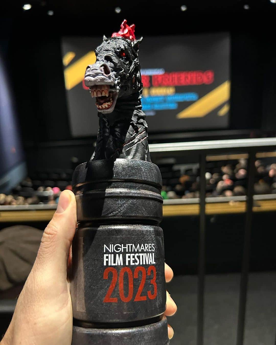 ダーシー・ローズ・バーンズのインスタグラム：「I won! This is what nightmares are made of (get it? You get it.) Thank you to @nightmaresfilmfest and to my Floater writer/director @theredharring who accepted on my behalf. Wild. Absolutely chuffed, thank you. #Floater #Short #horror #film #award #nightmare #scary #won #grateful #halloween」