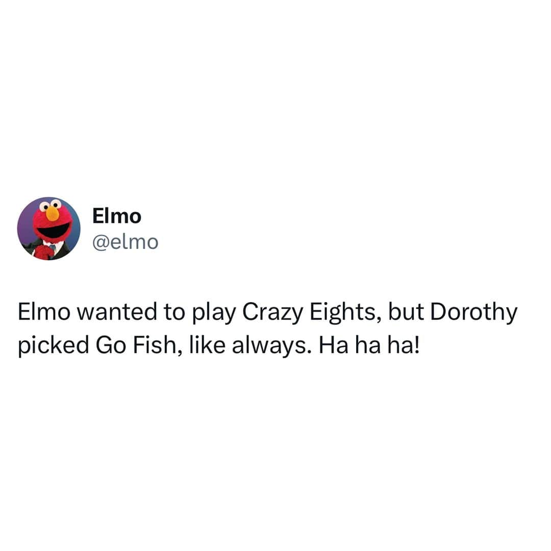 セサミストリートのインスタグラム：「When you're playing cards with Elmo and Dorothy, you always have a winning hand! Tag a friend you would love to play with in the comments. 🃏❤️」