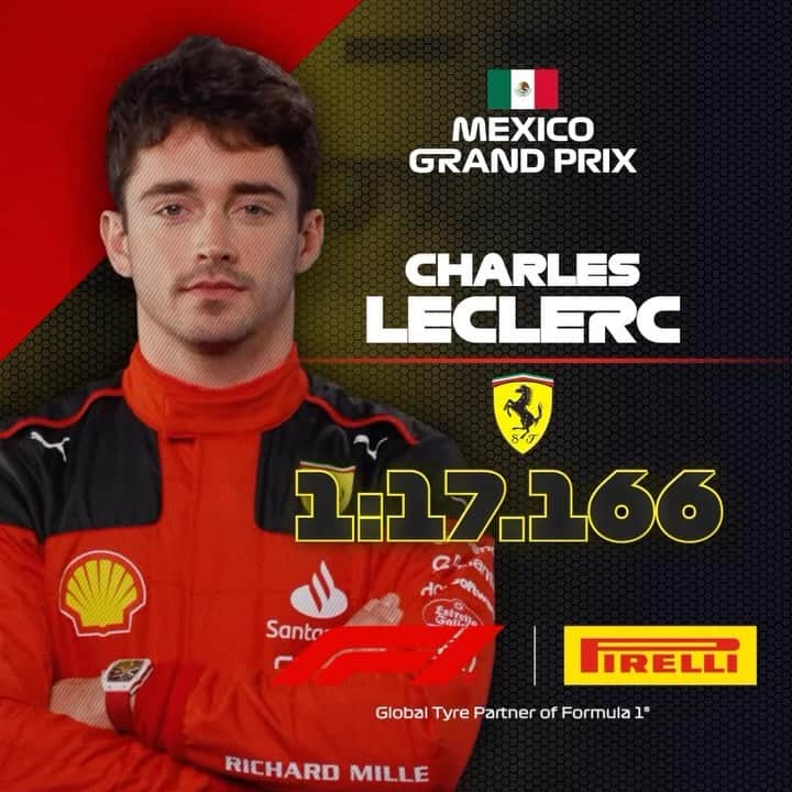 シャルル・ルクレールのインスタグラム：「The lap that put Charles Leclerc on pole position for Sunday’s race in Mexico! ✨👌  #F1 #Formula1 #MexicoGP @charles_leclerc @scuderiaferrari @pirelli_motorsport」