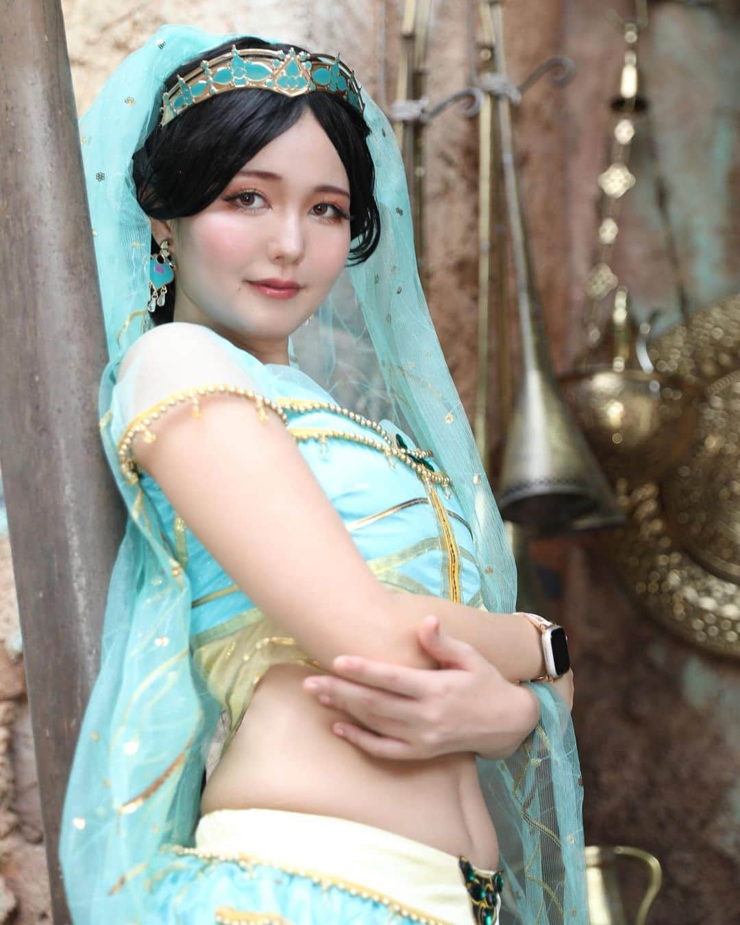 九条ねぎ あぴるのインスタグラム：「Princess Jasmine.🧞‍♂️  My favorite Disney movie is Aladdin.✨  photo @lennybook   #disney #disneycosplay #dハロ #dハロ仮装 #cosplay #japanesegirl」