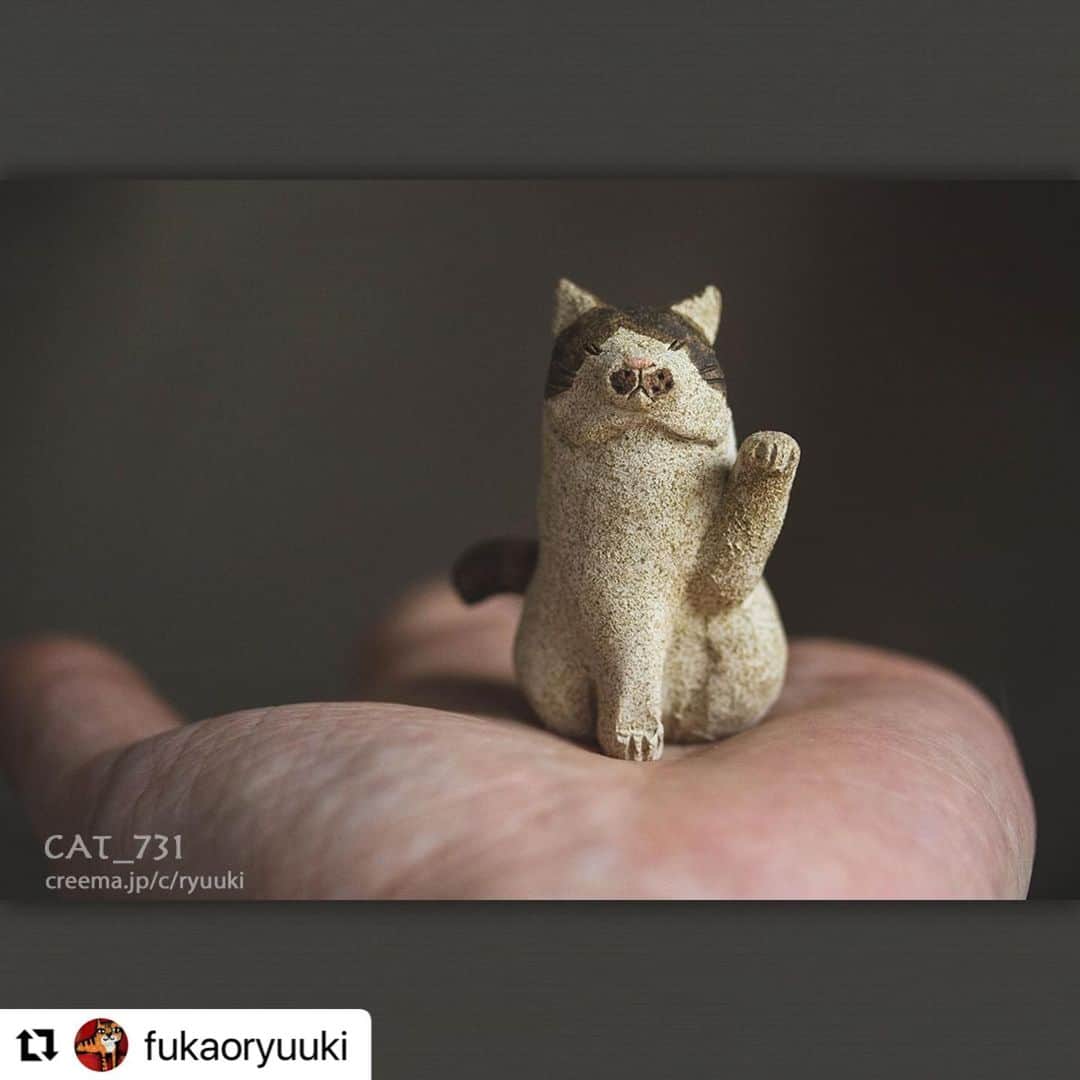 土肥美帆さんのインスタグラム写真 - (土肥美帆Instagram)「😸 ・ 招きケンジ なまらめんこい(=･ω･=)ฅ  詳しくは深尾竜騎さんのインスタで✨ @fukaoryuuki  10/7土曜日（午後9時予定）に立体の猫たち20匹を、Creemaの販売ページに出品する予定です。5回に分けて載せてゆきますので、息抜きがてらにご覧になって楽しんでいただければ幸いです。  #Repost @fukaoryuuki with @use.repost ・・・ 10/7土曜日（午後9時予定）に立体の猫たち20匹を、Creemaの販売ページに出品する予定です。5回に分けて載せてゆきますので、息抜きがてらにご覧になって楽しんでいただければ幸いです。（4/5）  creema.jp/c/ryuuki  #招き猫 #猫 #creema #creema新作 #猫の置物 #猫好き #猫のいる暮らし #深尾竜騎 #claycat #artworks #ウチの猫 #猫のいる幸せ #小さなインテリア #手作り #ハンドメイド #一点もの #暮らし #暮らしを愉しむ」10月5日 19時53分 - big_face_cat_kenji