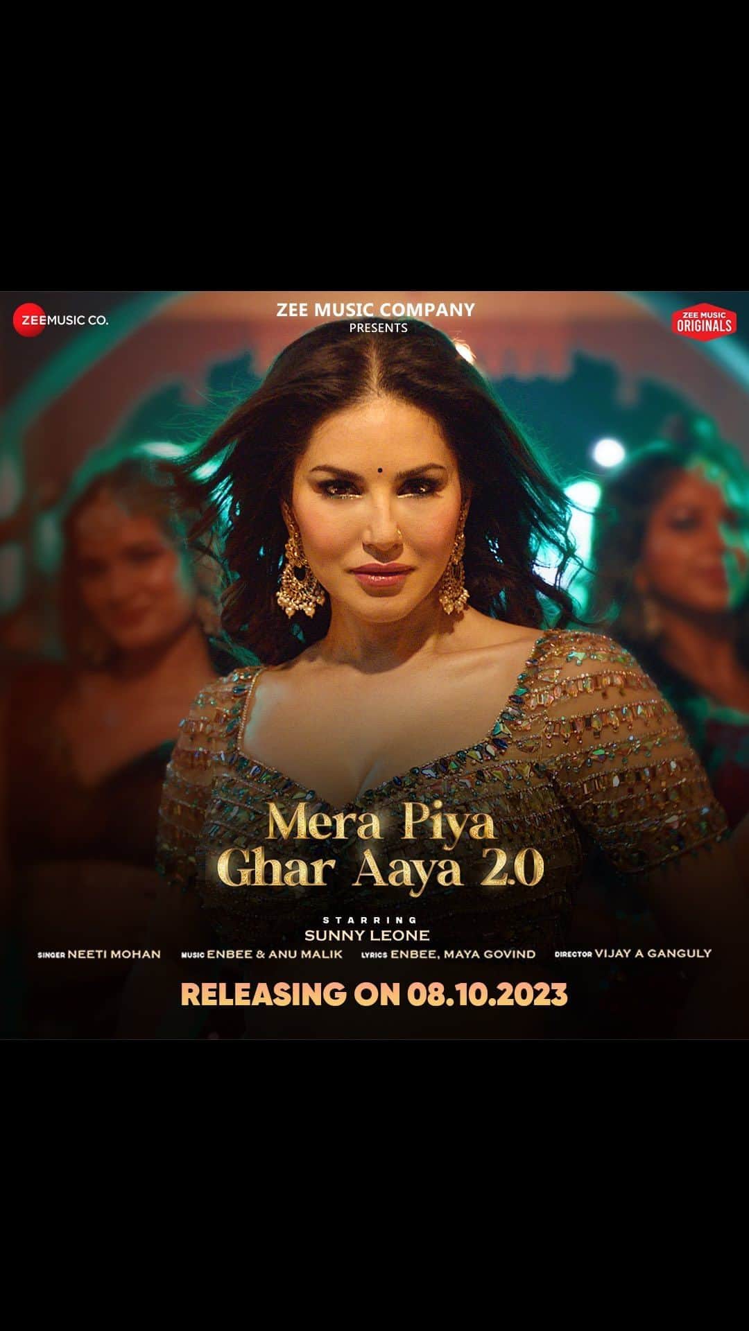 サニー・レオーネのインスタグラム：「So proud to share this with the world!! It was such an honour to remake @madhuridixitnene ‘s song in such a big way 😍  #MerePiyaGharAaya2.0 TEASER is OUT now 🎶 . . #ZeeMusicOriginals  #SunnyLeone @sunnyleone  @vijayganguly @neetimohan18 @musicenbee  @anuragbedii @zeemusiccompany」