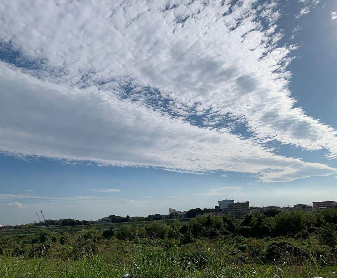 福井晶一のインスタグラム：「秋の空  #多摩川 #秋空 #秋の雲 #好き」