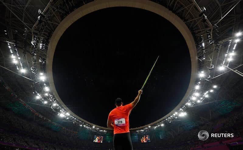 ディーン元気のインスタグラム：「Asian games 82.68m 🥉  📸REUTERS/ JEREMY LEE @jeremy_lee_sports_photos」