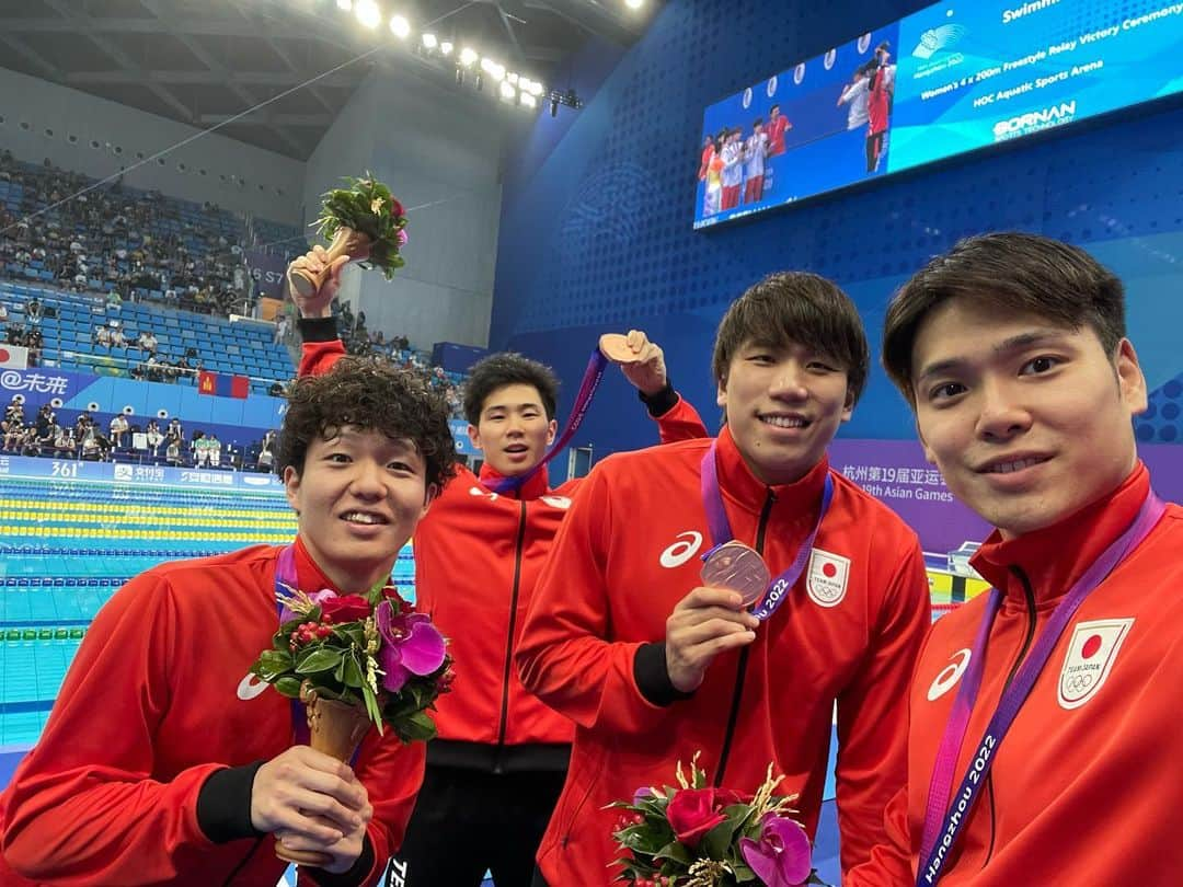 中村克さんのインスタグラム写真 - (中村克Instagram)「アジア大会　4×100 フリーリレー🥉  1枚目の五味の姿勢が少し気になるなるけど、2枚目だと普通だな  どちらも良い写真🙆‍♂️」10月5日 18時30分 - katsumi.221