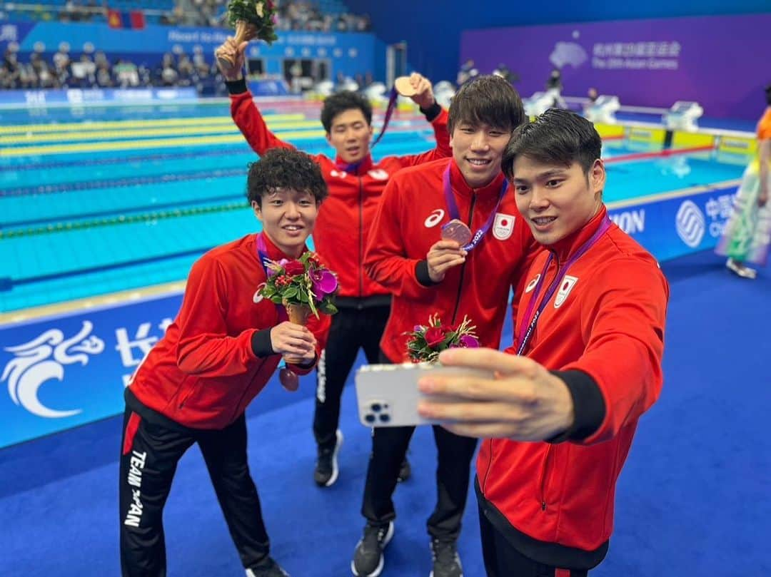 中村克さんのインスタグラム写真 - (中村克Instagram)「アジア大会　4×100 フリーリレー🥉  1枚目の五味の姿勢が少し気になるなるけど、2枚目だと普通だな  どちらも良い写真🙆‍♂️」10月5日 18時30分 - katsumi.221