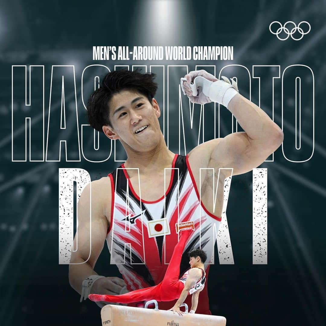 日本体操協会のインスタグラム：「Back-to-back. 🥇↔️🥇  Hashimoto Daiki is the first male gymnast since Uchimura Kohei to defend a world all-around title! @_kovtun_gym_ of Ukraine takes silver, and @frederickflips of USA completes the podium in third place.  #Antwerp2023 | #RoadToParis2024」