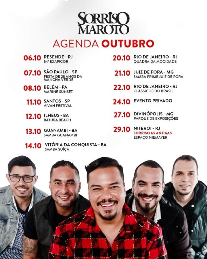 Sorriso Marotoのインスタグラム：「Outubro já chegou chegando com novas datas  pra gente se encontrar. Vambora, turma!🤘🏽🔥  📍Link de ingressos na bio」