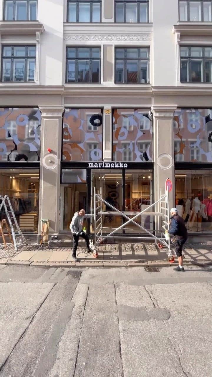 マリメッコのインスタグラム：「We’re almost ready for you, Copenhagen! Just applying the final touches to our new flagship store. Marimekko Pilestraede 29 opens this Friday, October 6. Save the date!   Come visit this weekend for a series of celebratory treats. We are so excited to welcome you to Pilestræde 29.   Video and edit by our dear friend @rasmadeit  #marimekko #copenhagen」
