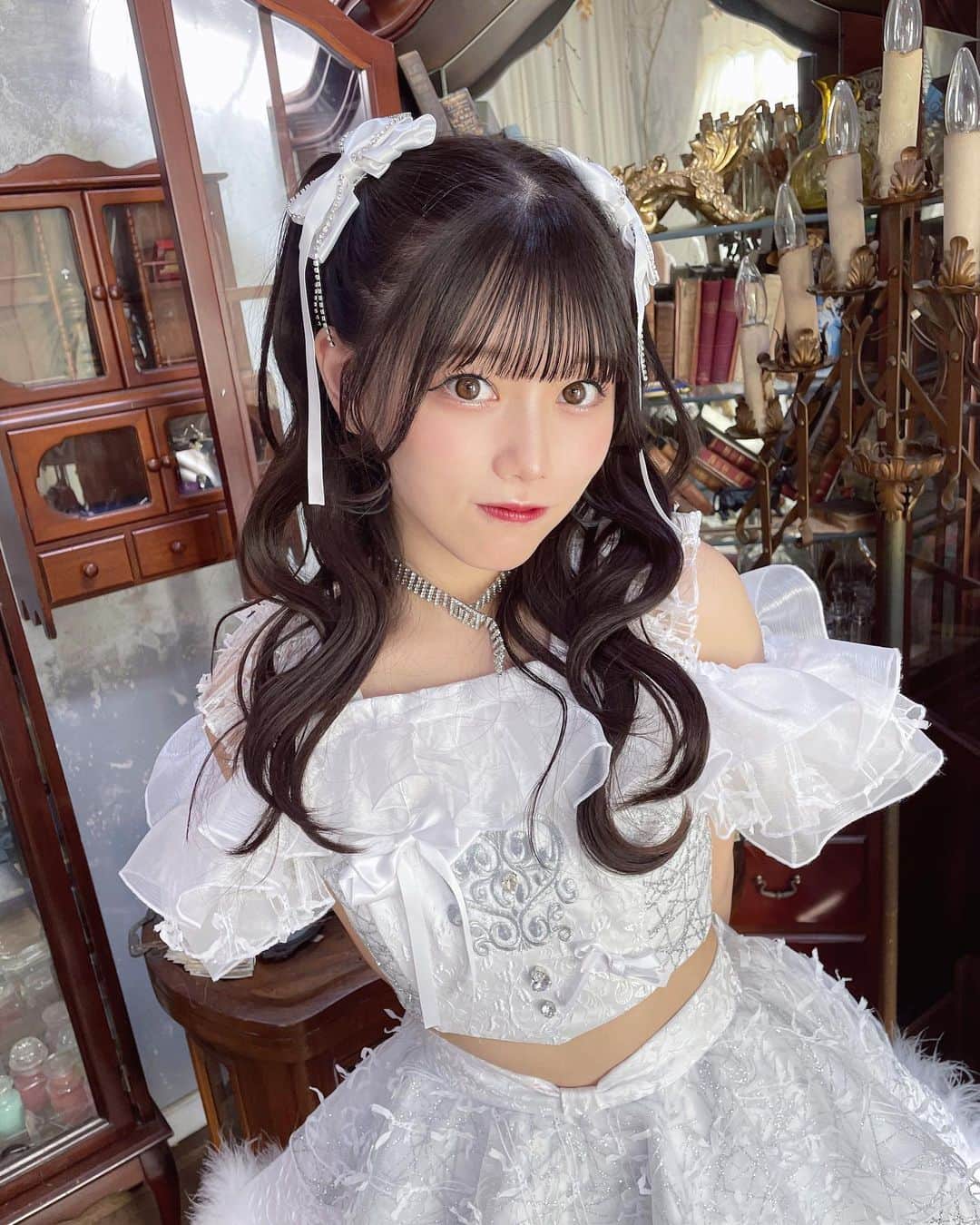 大場結女のインスタグラム：「新衣装だよ🏹☁️  沢山可愛いちょーだいっ  #アイドル #衣装 #Japanese #japanesegirl  #japaneseidol  #idol #White #girl #Instagram」
