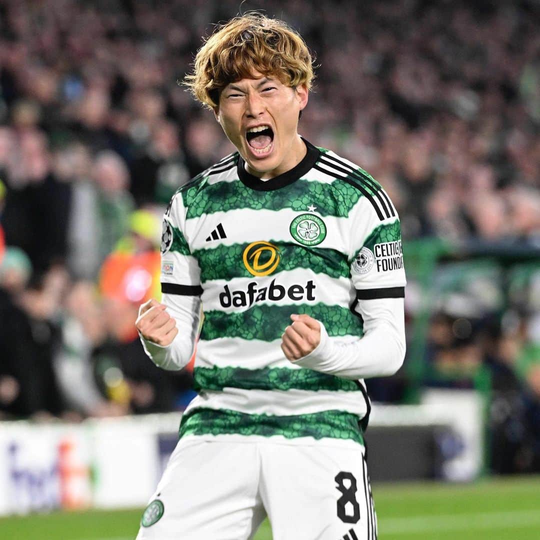 古橋亨梧のインスタグラム：「Fighting till the end, scoring for the dream.  Proud and thankful for my first ever #ChampionsLeague goal 🙏🏻🙇🏻」