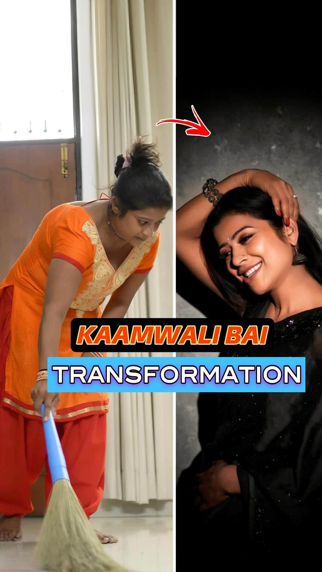 Karron S Dhinggraのインスタグラム：「Kaamwali Bai🧹Transformation | Want to Partipcate?👇🏻 Just comment : Age, Height & City if you want to be next✨ . . . #TheFormalEdit #Transformation」