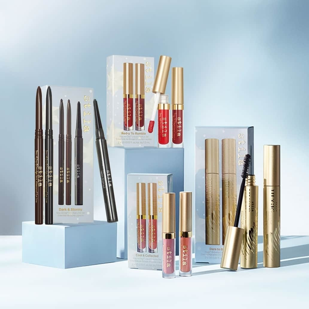 Stila Cosmeticsのインスタグラム：「Stila Stars are out.⁠ ⁠ Introducing four of our stunning Holiday sets:⁠ ✨ Dark & Stormy⁠ ⭐️ Cool & Collected⁠ ✨ Red-y To Rumble⁠ ⭐️ Dare To Be HUGE⁠ ⁠ Available now @ StilaCosmetics.com 🎁⁠ ⁠ #Stila #StilaCosmetics #HolidaySets #Holiday #Gifting #GiftIdeas⁠」