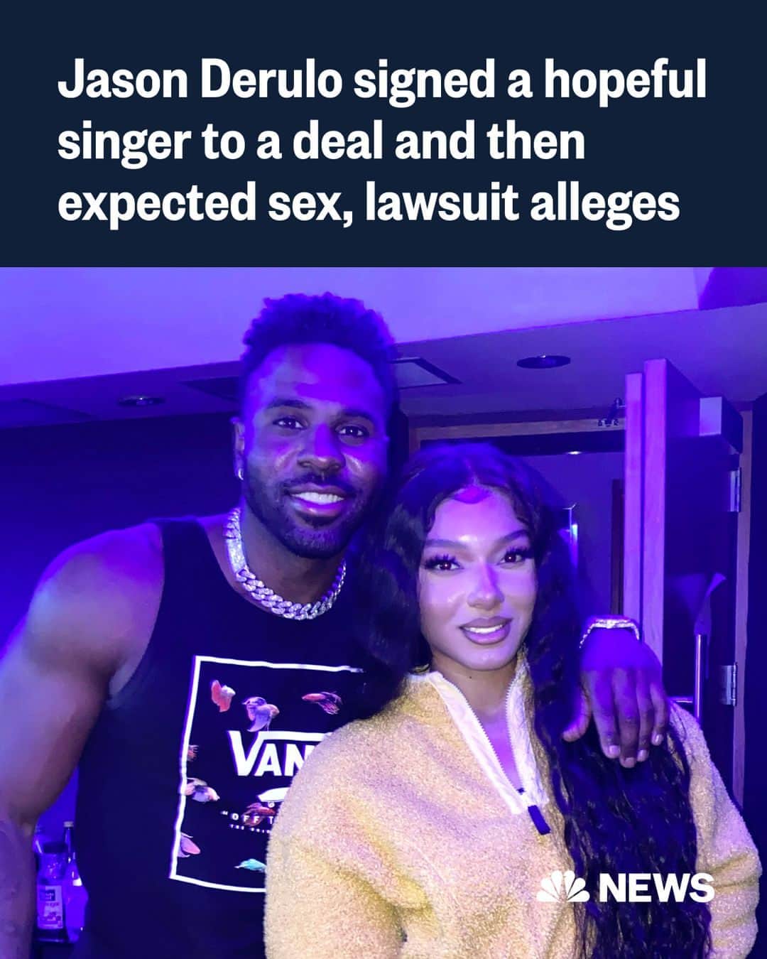 のインスタグラム：「Emaza Gibson thought when she signed a deal with Jason Derulo her dreams were coming true, but she alleges a nightmare awaited her instead.  In a lawsuit, Gibson alleges that Derulo turned cold after she rejected his sexual advances and repeated invitations to dine and drink alcohol and that he eventually dropped her deal altogether. She accuses Derulo of quid pro quo sexual harassment.   A representative for Derulo did not immediately respond to a request for comment.   "I’m at this point in my life right now, it’s very heartbreaking,” Gibson told NBC News. “I have anxiety; I’m traumatized. I’ve dealt with inhumane work situations. … I’m at this point where I’m back to zero and I have nothing.”   Read more at the link in bio.」