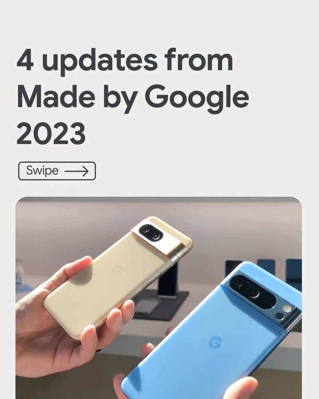 Googleさんのインスタグラム写真 - (GoogleInstagram)「Yesterday marked our annual hardware launch event: #MadeByGoogle. Swipe ▶️ to see some of the @googlepixel devices and updates that were revealed.」10月6日 1時11分 - google