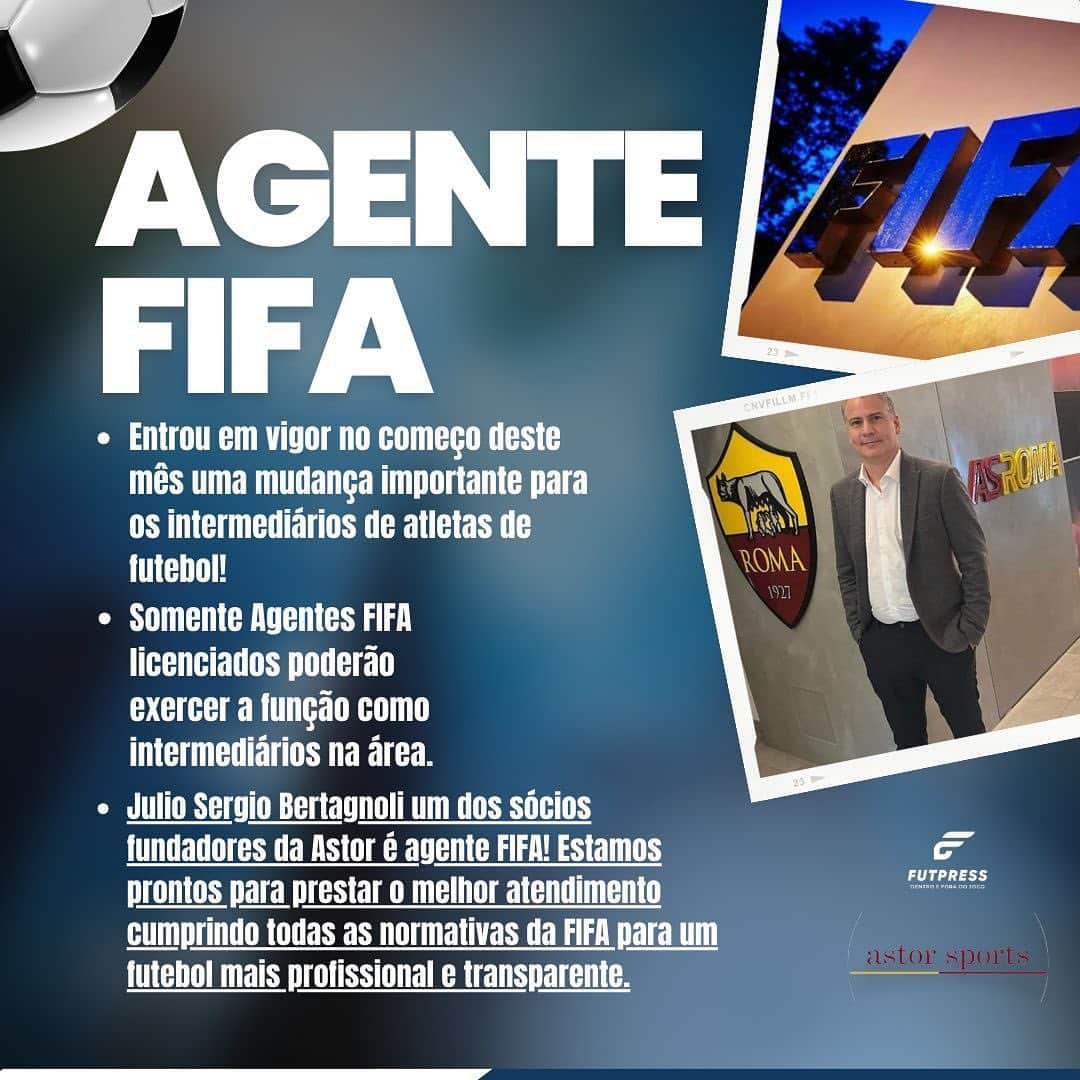 ジュリオ・セルジオ・ベルタニョーリさんのインスタグラム写真 - (ジュリオ・セルジオ・ベルタニョーリInstagram)「Somos FIFA! ⚽️✍🏼  Você sabia que a partir deste mês apenas agentes FIFA poderão atuar no país?  Pois é! E a Astor Sports é FIFA! Acreditamos em profissionalismo e transparência nos negócios do mundo da bola!   #astorsports #FIFA #futebol」10月6日 2時14分 - juliosergio27