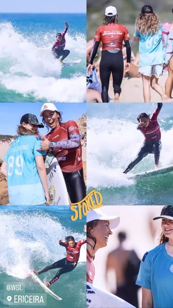 サリー・フィッツギボンズのインスタグラム：「It’s all about a feeling ✨ 🌊 I’m just stoked I get to experience it and share that with so many amazing people along the way #Team89 🙏🏼  @wsl #EriceiraPro ————— Powered by my team @boostaus @breitling @harveynormanau @all.pacific @gwmaustralia @fcs_surf @tcsurfboards @gpangsurf @devikaworld @axxeclassic」