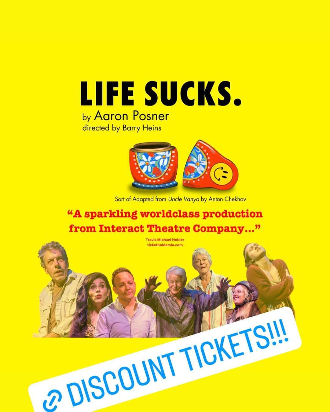 ジョン・ロス・ボウイのインスタグラム：「@goldstarevents has discount tickets for LIFE SUCKS, the Uncle Vanya adaptation I’m in, and you should take advantage of this opportunity. Don’t take my word for it, scroll through to see what @artsbeatla has to say…」