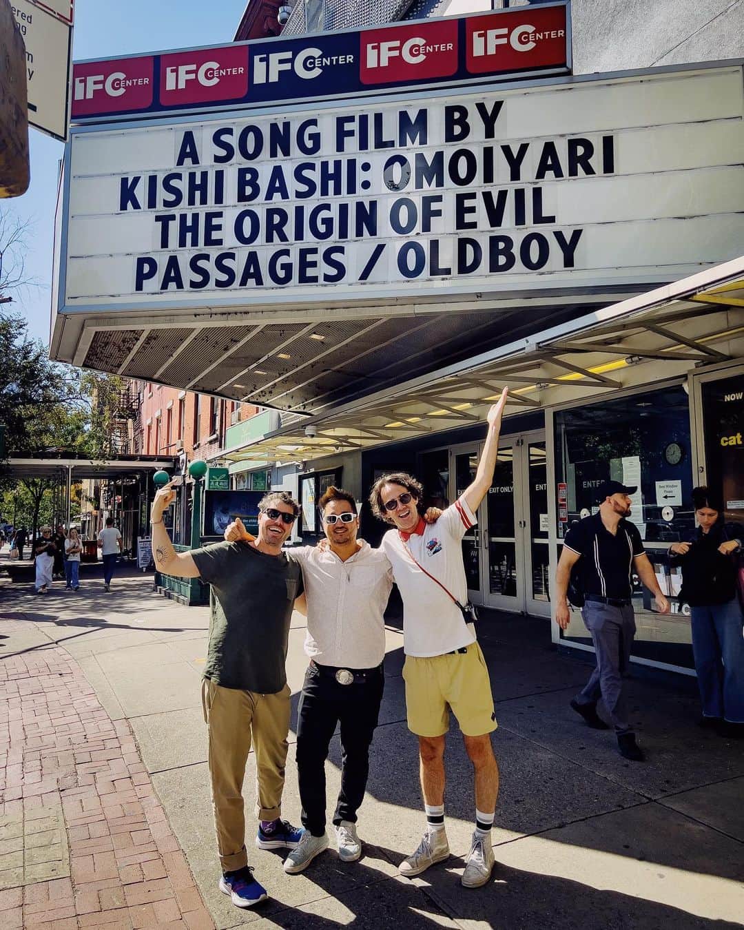 Kishi Bashiのインスタグラム：「Mic check and marquee is up friends! 🎤 NYC TONIGHT @ 7PM @ifccenter  Join us for a special sneak preview screening of OMOIYARI! @omoiyarisongfilm Followed by a Q&A with Directors @kishi_bashi and @jtaylorsmith moderated by none other than @jadabumrad with a special LIVE performance by @kishi_bashi himself!  It’s going to be a night for the history books! Tickets at link in bio! 🎶📽️🍿   Tomorrow we are screening at IFC at 7PM for our official theatrical release!   @thesheilanevins  @jjgerbertv @maxreggieritter @mtvdocs   #omoiyari #kishibashi」
