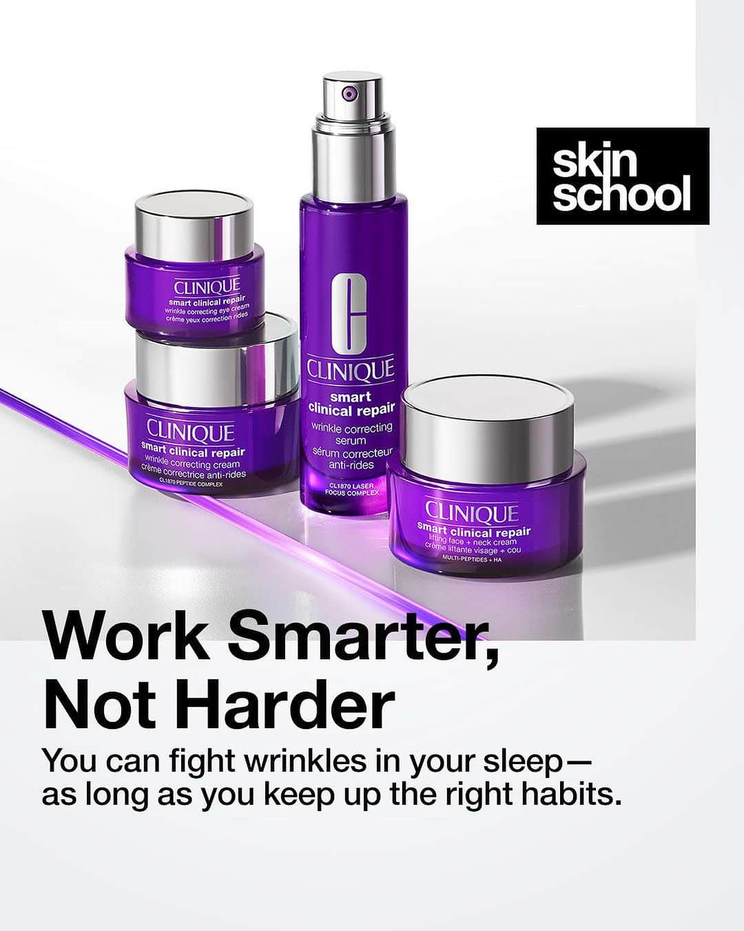 クリニークさんのインスタグラム写真 - (クリニークInstagram)「Skin School: The ABCs of making the most of your Zzs 😴  #SkinSchool #SmartWrinkleCream #SmartWrinkleSerum #SmartWrinkleEyeCream #DermatologistTested」10月6日 6時03分 - clinique