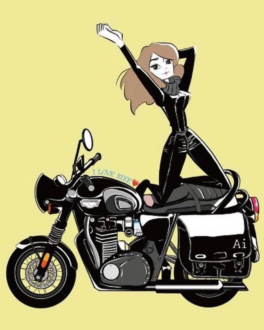 吉永愛さんのインスタグラム写真 - (吉永愛Instagram)「私のバイクのオリジナルステッカーを描いてくれた、なおちゃんと❤️ 農心のアンバサダーをしてるから チャパゲティくれたー🎁 ありがとう〜この1年も頑張るわ〜 #関西人 #チャパゲティ #バイクステッカー #誕プレ #イラストレーター」10月6日 8時29分 - a.i.yy