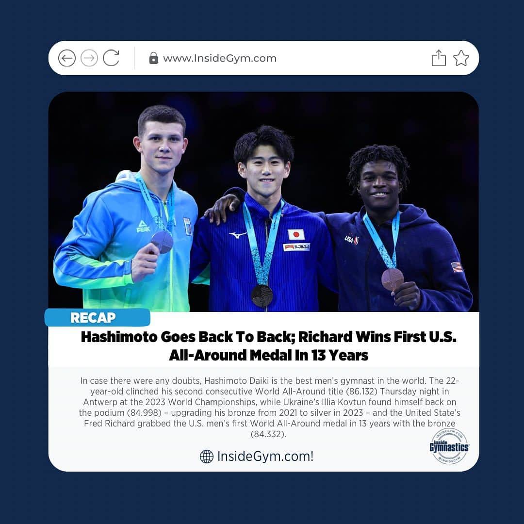 Inside Gymnasticsさんのインスタグラム写真 - (Inside GymnasticsInstagram)「Miss any of the action from the men’s All-Around final? Head to InsideGym.com for a recap!」10月6日 9時04分 - insidegym